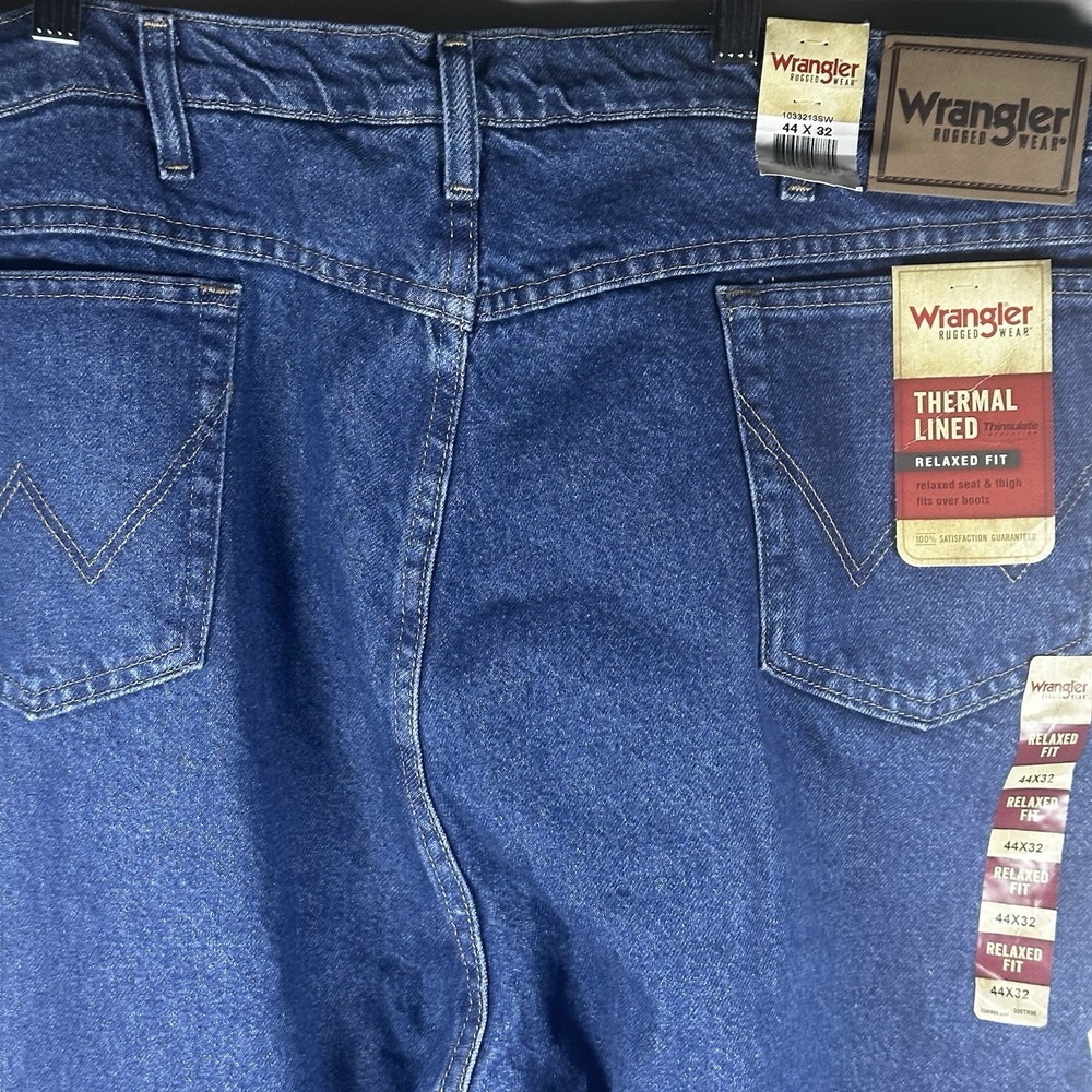 Mens Wrangler Rugged Wear Thermal Jeans - 3M Thinsulate Lining Fleece 42×32 NEW - Picture 7 of 16